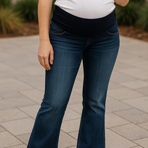 NWT Isabel Maternity Womens Size 00/24R Blue Skinny Bootcut Crossover Panel